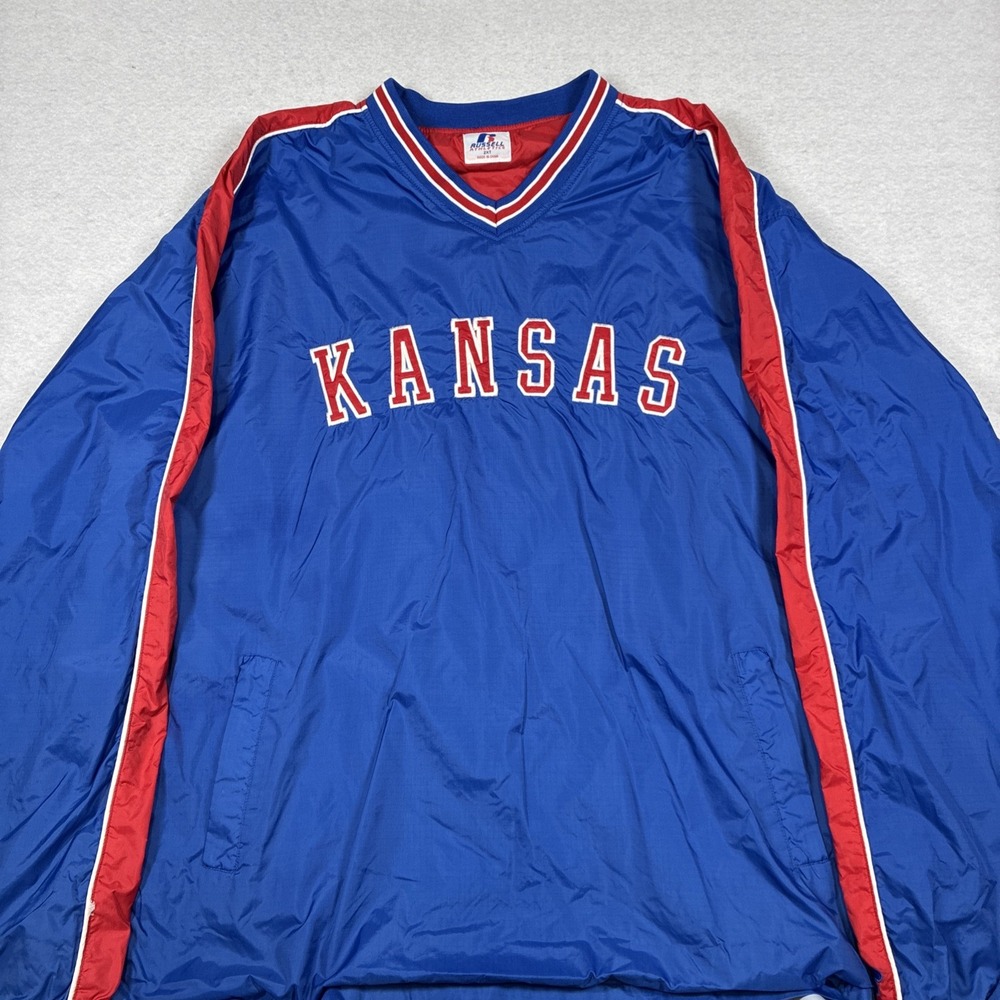 Vintage Russel Athletic Kansas Jayhawks Windbreaker 2XT Embroidered Spellout